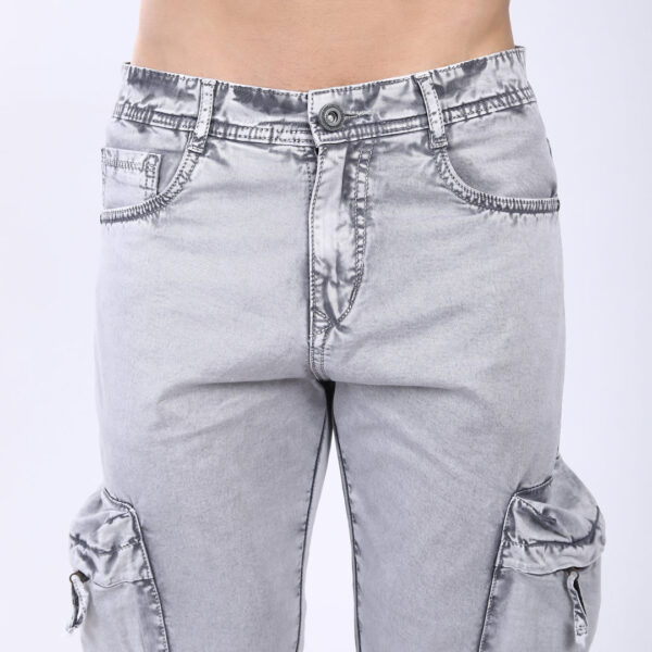 GREY BAGGY CARGO FIT JEANS WITH LARGE POCKET 4899-3