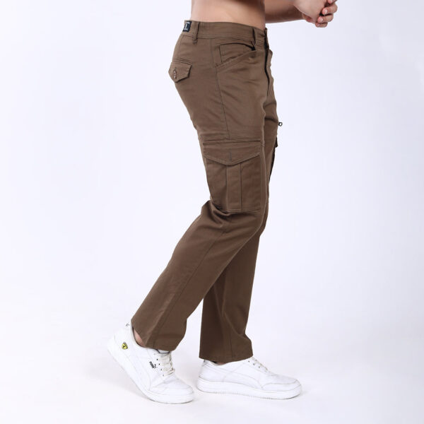 Men's Relaxed Fit Dark Brown Stretch Cotton Cargo Pants – Functional Streetwear Style 4803-3
