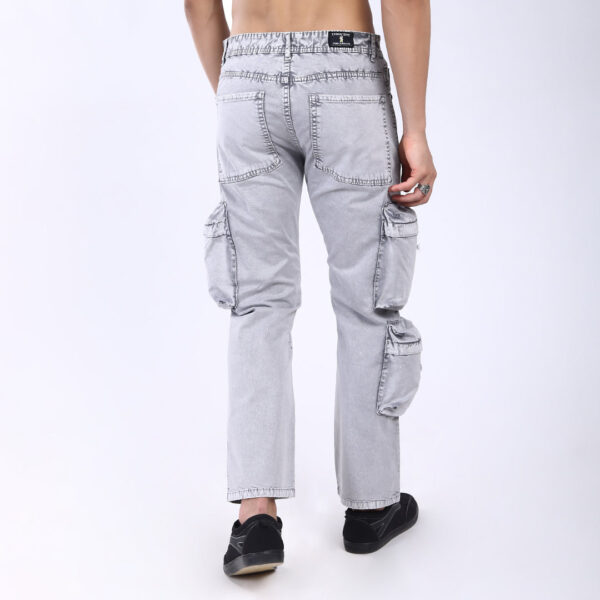 GREY BAGGY CARGO FIT JEANS WITH LARGE POCKET 4899-3