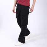 Men's Relaxed Fit Black Stretch Cotton Cargo Pants – Streetwear Utility Style 4802-1