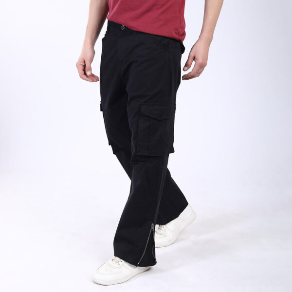 Men's Relaxed Fit Black Stretch Cotton Cargo Pants – Streetwear Utility Style 4802-1