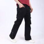 Men's Relaxed Fit Black Stretch Cotton Cargo Pants – Streetwear Utility Style 4802-1