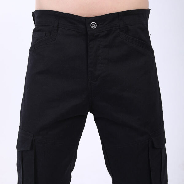 Men's Relaxed Fit Black Stretch Cotton Cargo Pants – Streetwear Utility Style 4802-1