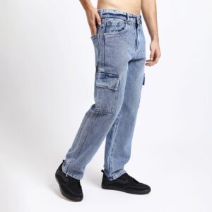 LIGHT BLUE BAGGY CARGO FIT JEAN 4638-2