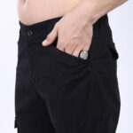 Men's Relaxed Fit Black Stretch Cotton Cargo Pants – Streetwear Utility Style 4802-1