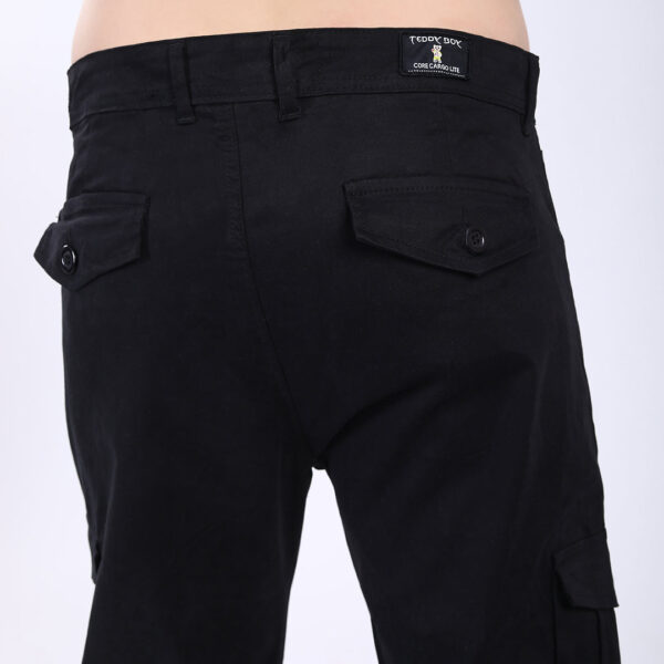 Men's Relaxed Fit Black Stretch Cotton Cargo Pants – Streetwear Utility Style 4802-1