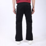 Men's Relaxed Fit Black Stretch Cotton Cargo Pants – Streetwear Utility Style 4802-1
