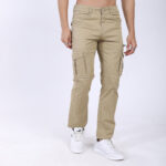 Men's Relaxed Fit Lt. Brown Stretch Cotton Cargo Pants – Functional Streetwear Style 4803-2