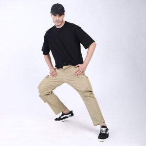 Men's Relaxed Fit Lt. Brown Stretch Cotton Cargo Pants – Streetwear Large pocket Style 4809-2