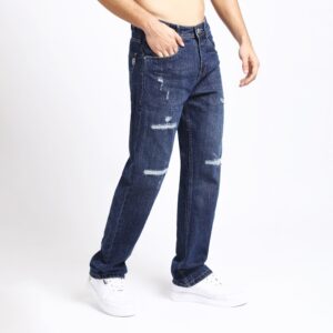 DARK GREY BAGGY FIT DISTRESSED JEANS TEDDY 4682-1