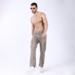 Men's Relaxed Fit Grey Stretch Cotton Cargo Pants – Functional Streetwear Style 4803-5