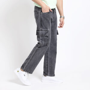 BLACK BAGGY CARGO FIT JEANS 4725-2