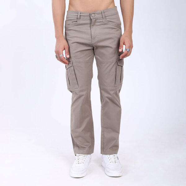 Men's Relaxed Fit Grey Stretch Cotton Cargo Pants – Functional Streetwear Style 4803-5