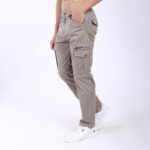 Men's Relaxed Fit Grey Stretch Cotton Cargo Pants – Functional Streetwear Style 4803-5