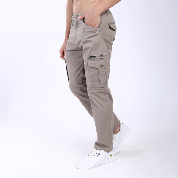 Men's Relaxed Fit Grey Stretch Cotton Cargo Pants – Functional Streetwear Style 4803-5