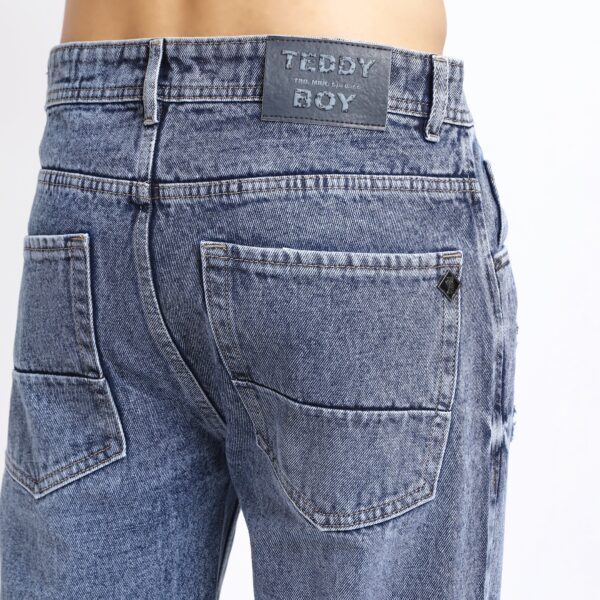 LIGHT BLUE BAGGY FIT DISTRESSED JEANS TEDDY 4715-2