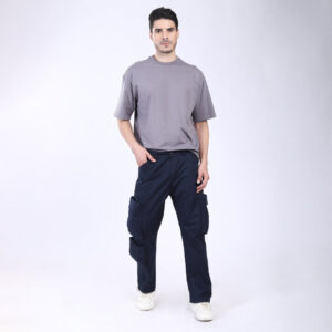 Men's Relaxed Fit Dark Grey Stretch Cotton Cargo Pants – Streetwear Large pocket Style 4809-6