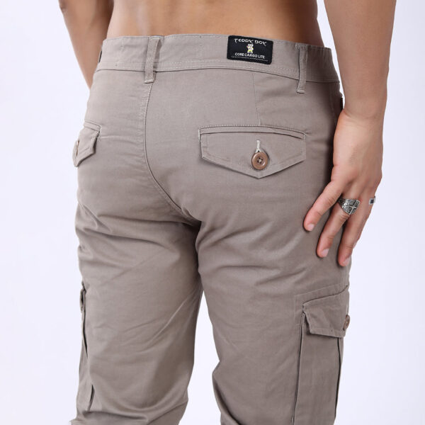 Men's Relaxed Fit Grey Stretch Cotton Cargo Pants – Functional Streetwear Style 4803-5