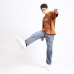 LIGHT BLUE BAGGY FIT DISTRESSED JEANS TEDDY 4715-2