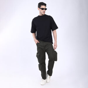 Men's Relaxed Fit Mehandi Stretch Cotton Cargo Pants – Streetwear Large pocket Style 4809-7