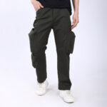 Men's Relaxed Fit Mehandi Stretch Cotton Cargo Pants – Streetwear Large pocket Style 4809-7