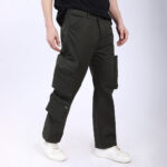 Men's Relaxed Fit Mehandi Stretch Cotton Cargo Pants – Streetwear Large pocket Style 4809-7