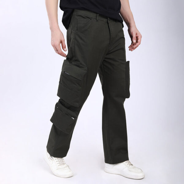 Men's Relaxed Fit Mehandi Stretch Cotton Cargo Pants – Streetwear Large pocket Style 4809-7