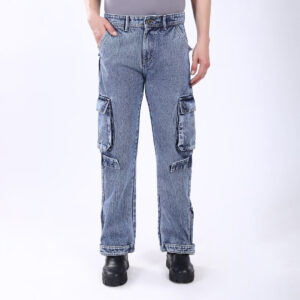 LIGHT BLUE BAGGY CARGO FIT JEANS 4925-2