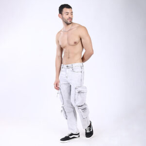 LIGHT GREY BAGGY CARGO FIT JEAN 4810-2