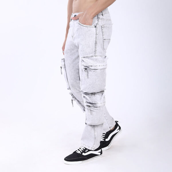LIGHT GREY BAGGY CARGO FIT JEAN 4810-2