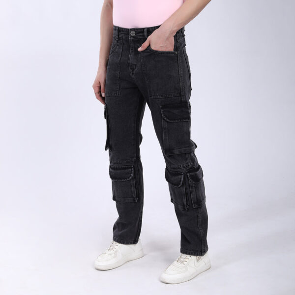 BLACK BAGGY CARGO FIT JEAN 4820-2