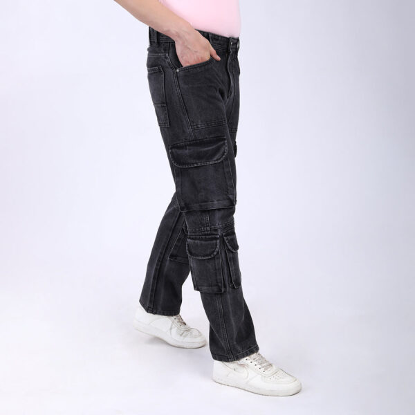 BLACK BAGGY CARGO FIT JEAN 4820-2