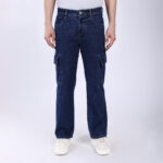 DARK BLUE BAGGY CARGO FIT JEANS 4906-1