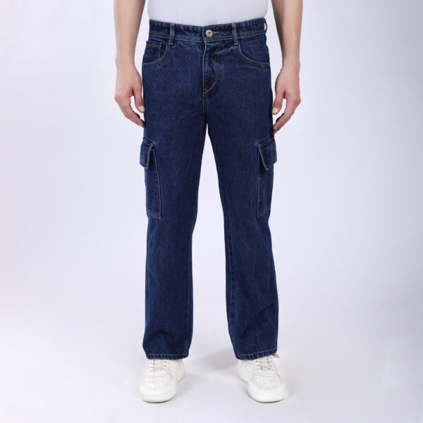 DARK BLUE BAGGY CARGO FIT JEANS 4906-1