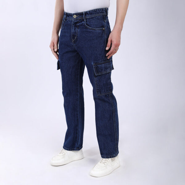 DARK BLUE BAGGY CARGO FIT JEANS 4906-1