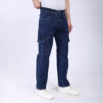DARK BLUE BAGGY CARGO FIT JEANS 4906-1