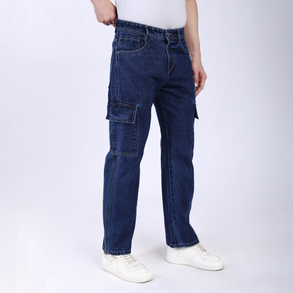 DARK BLUE BAGGY CARGO FIT JEANS 4906-1