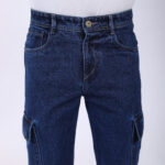 DARK BLUE BAGGY CARGO FIT JEANS 4906-1