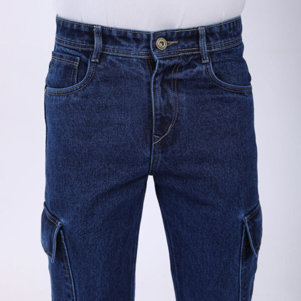 DARK BLUE BAGGY CARGO FIT JEANS 4906-1
