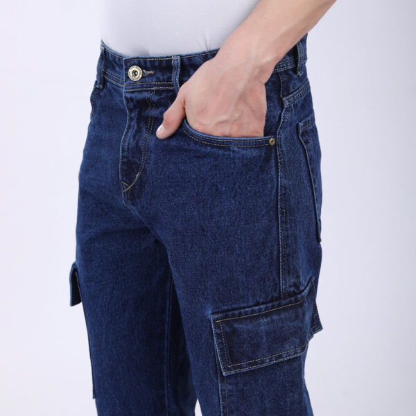 DARK BLUE BAGGY CARGO FIT JEANS 4906-1