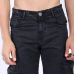 BLACK BAGGY CARGO FIT JEANS WITH LARGE POCKET 4899-5