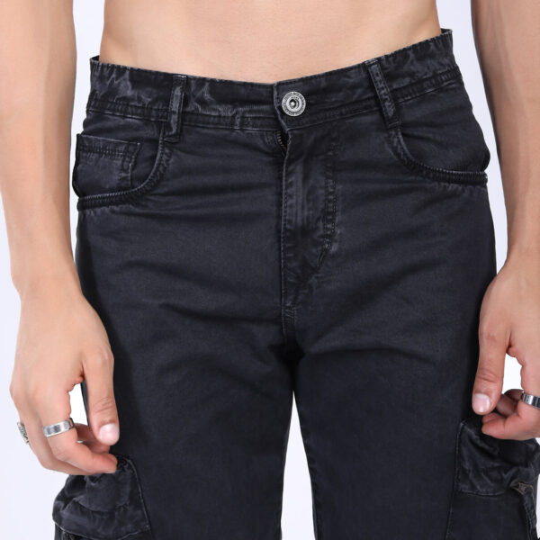 BLACK BAGGY CARGO FIT JEANS WITH LARGE POCKET 4899-5