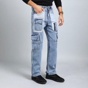 CARGO BLUE RISE BAGGY FIT JEAN TEDDY 4788-2
