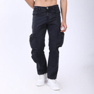 BLACK BAGGY CARGO FIT JEANS WITH LARGE POCKET 4899-5