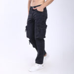 BLACK BAGGY CARGO FIT JEANS WITH LARGE POCKET 4899-5