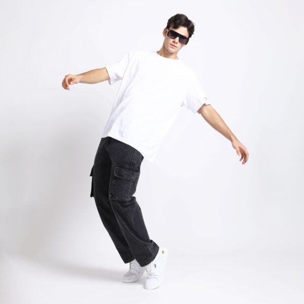 BLACK BAGGY CARGO FIT JEANS 4726-1
