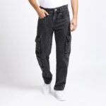 BLACK BAGGY CARGO FIT JEANS 4726-1