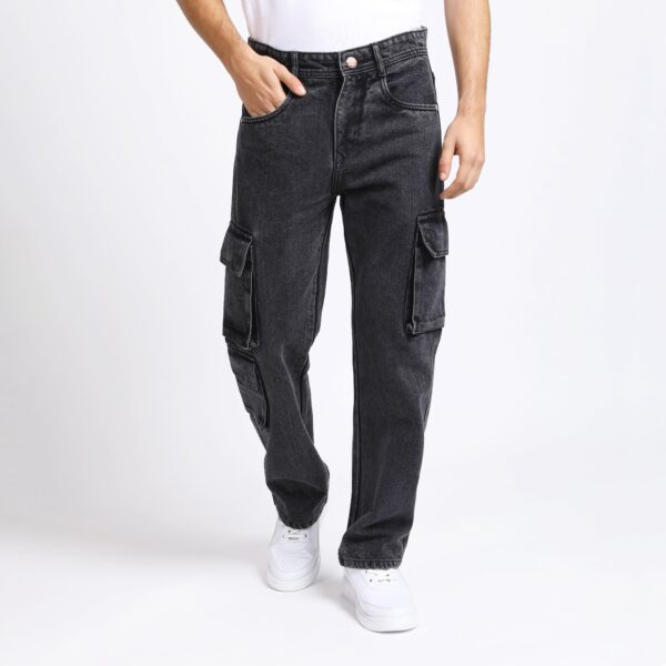 BLACK BAGGY CARGO FIT JEANS 4726-1