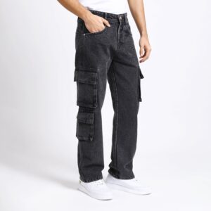 BLACK BAGGY CARGO FIT JEANS 4726-1