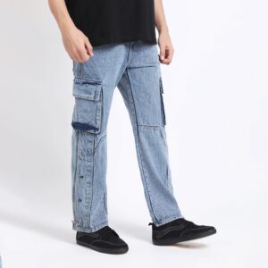 DARK BLUE BAGGY CARGO FIT JEANS 4789-2